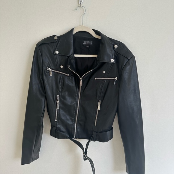 Danielle Bernstein black faux leather moto jacket - Picture 4 of 6